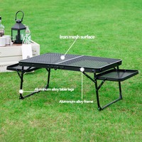Mobilier d'extérieur au design personnalisé Vente en gros Table à manger pliante portable en maille avec cadre en métal en aluminium Camping Randonnée Pique-nique