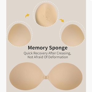 通気性のあるウォッシュドヌードセクシーインビジブルブラ、ファッショナブルで速乾性、健康的なバックレスカスタム快適生地プッシュアップインビジブルブラ - Product Image 5