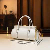 Sac cylindrique noir à imprimé serpent avec logo personnalisé, en cuir PU, fermoir à cadre métallique, sac à bandoulière et sac à main, fournisseur en gros