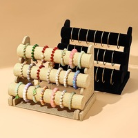 Présentoir à bijoux en velours à trois niveaux grande capacité pour bracelets, montres et joncs