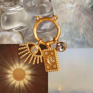 Collar con colgante de un solo elemento para mujer, piedra de sol y luna clásica, cobre, DIY, cumpleaños, Ojo de circón, enlace de latón para regalo Cristiano - Product Image 6