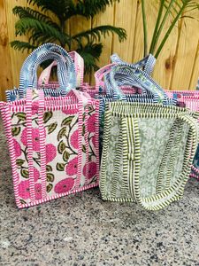 กระเป๋าโท้ทผ้าฝ้ายเย็บมือคุณภาพสูงสำหรับผู้หญิง ขนาดมินิ พร้อมสายโซ่ ปิดแบบเปิด กันน้ำ เหมาะสำหรับฤดูร้อน - Product Image 3