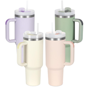 Nouveaux gobelets isothermes personnalisés en acier inoxydable de 40 oz à double paroi, revêtement poudré, isolation sous vide, avec poignée, pour café et voyage - Product Image 1