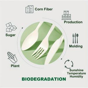 Fourchette et cuillère jetables en amidon de maïs de poids moyen 5g Vaisselle écologique Convient pour la vaisselle d'événements et le couteau - Product Image 5