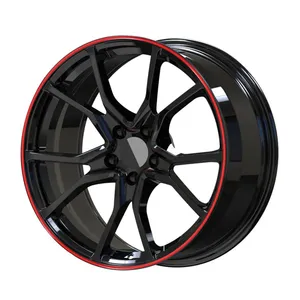 Popular Bright Black Red Border Sport Wheels Various Models Customized Forged Splendor Alloy Wheels For Honda Civic Tesla