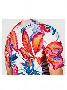 Maillot de cyclisme à manches courtes à imprimé floral tropical, respirant, séchage rapide, haut de gamme pour le cyclisme sur route, vêtements de cyclisme professionnels personnalisables - Product Image 4