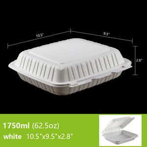Caja de comida de almuerzo desechable ecológica de 10x10x3 pulgadas, apta para <span class=keywords><strong>microondas</strong></span>, sin BPA, 150 Uds. Por caja de cartón para llevar - Product Image 3