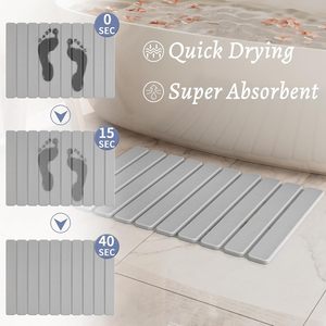 New Arrival Rollable Super Absorbent Quick Drying Diatomaceous Earth Folding Stone <b>Bath</b> Mat for Shower - Product Image 3