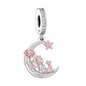 Fit Original marque bracelet à breloques 925 argent Sterling <span class=keywords><strong>petit</strong></span> <span class=keywords><strong>Prince</strong></span> et renard amour coeur pendentif perle pour les femmes fabrication de bijoux - Product Image 6