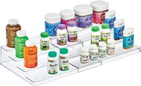 Étagère à épices murale extensible en plastique transparent à un seul niveau, écologique, longueur réglable pour une visibilité facile, outils inclus