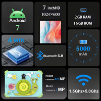 Tablet PC Anak Murah Baru 7 inci, Hadiah Edukatif, 256GB GSM WiFi MTK Android 10, Tangguh dengan RAM 12GB