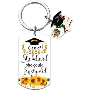 Porte-clés en acier inoxydable Uionen 2026 avec plaque gravée « Chapeau de docteur derrière vous » – Idéal pour la saison des diplômes - Product Image 6