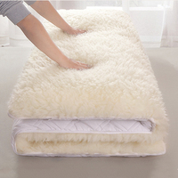 Surmatelas en laine de chameau blanc, taille King, antidérapant, épais, chaud, en polaire à poils longs, pliable, pour rangement, protège-matelas