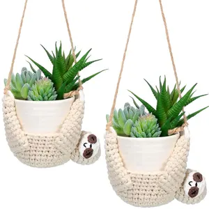 2 Mảnh Bohemia Sloth Treo Planter Handmade Sloth Cây Chủ Nhà Máy Móc Áo Cho Trong Nhà Ngoài Trời Treo Planter