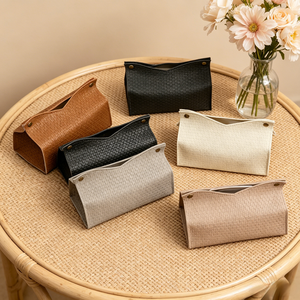 Portafazzoletti Moderno Minimalista in Pelle PU, Creativo e Resistente con Motivo Intrecciato, per Tavolino da Caffè e Soggiorno - Product Image 1