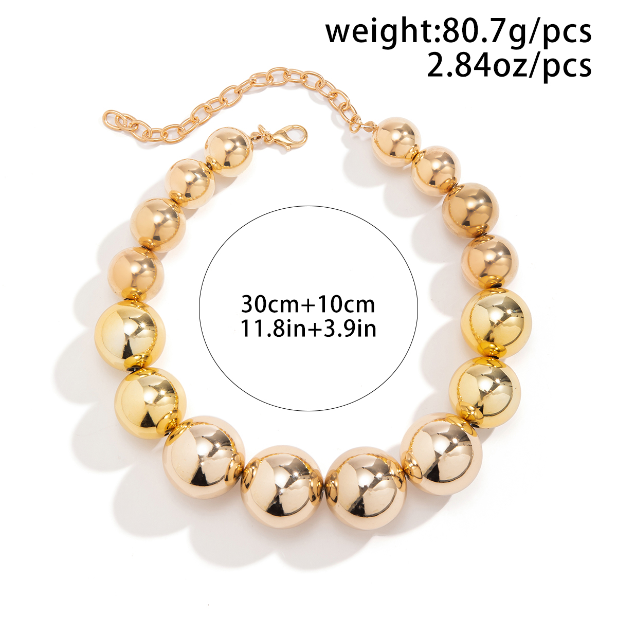Exaggerated Big Ball Beaded Chain Choker Necklace for Women