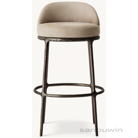 Chaise de bar pivotante ronde en bronze forgé moderne, confortable, avec revêtement en tissu et construction robuste, élégante