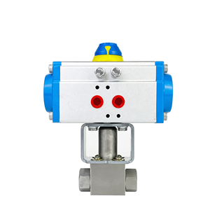 Vanne à bille à actionnement pneumatique haute pression, filetée, en acier au carbone PN315, vanne hydraulique - Product Image 1