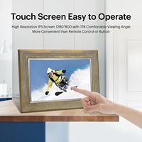 Bingkai foto Digital 10 inci, dengan layar IPS 800*1280 multifungsi bingkai kayu menampilkan jam WiFi Video gambar
