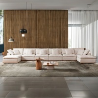 Canapé modulaire confortable en tissu de lin Wabi-Sabi, canapé nuage, canapé sectionnel pour salon