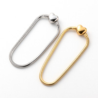Bracelet unisexe tendance INS en acier inoxydable électroplaqué avec zircon, motif serpent, cœur et couronne, fermoir classique, maillons de chaîne, cadeau DIY