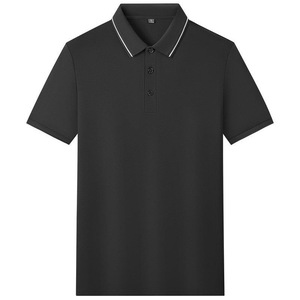 เสื้อโปโลสีดำสีพื้นโพลีเอสเตอร์แขนสั้นสวมใส่ได้ทุกวัน - Product Image 1