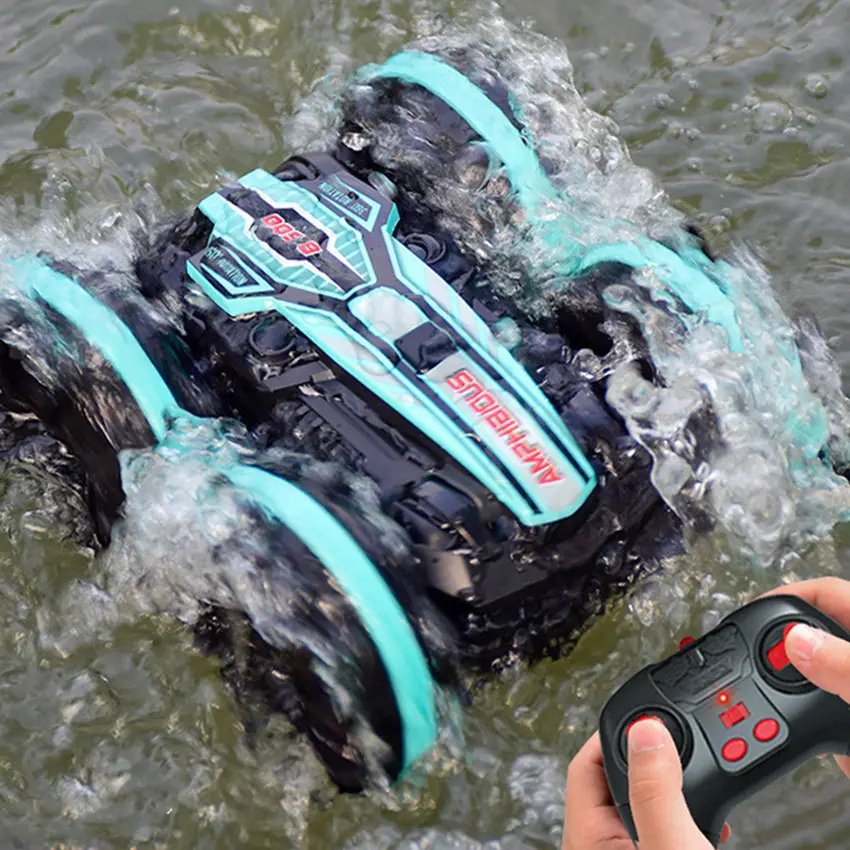 उभयचर स्टंट रिमोट कंट्रोल कार वाहन ड्रिफ्ट आरसी कार डबल-साइड रोलिंग ड्राइविंग किड्स इलेक्ट्रिक कार खिलौना
