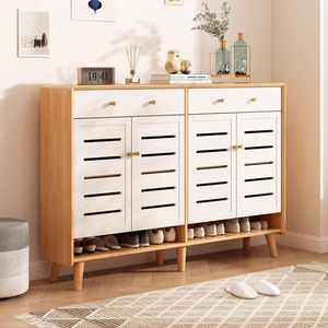 Nordic Style Solid Wood <b>Shoe</b> Cabinet With Dustproof Design Entryway <b>Storage</b> For Home Use - Product Image 1