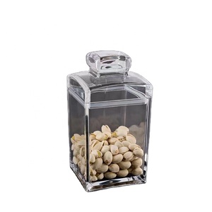 Quality Wedding Gift Souvenir Acrylic Candy Container Thick Square Jar 520ml Plastic Mason Jar
