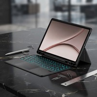 Clavier magnétique compatible avec OnePlus Pad 4 avec support de stylet intégré et pavé tactile, clavier RGB séparé