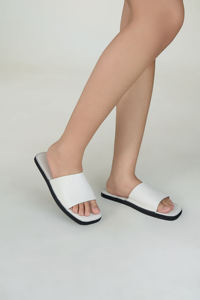 Wholesale Customizable All-Day Comfort Sandals Genuine Cow Leather Flat Beach Pool <b>Slippers</b> Hook Loop Closure Anti-Slip Summer - Product Image 6