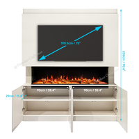 Meuble de rangement mural moderne pour téléviseur et mur multimédia Unité de cheminée à effet flamme 3D avec cheminée à 3 faces