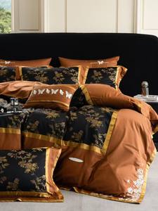 Xiangyun 새틴 + 자카드 자수 코튼 패브릭 침대 시트, 베갯잇, 이불 커버 세트 - Product Image 2