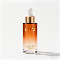 Flacon compte-gouttes en verre à épaulement plat dégradé en or pour huile essentielle sérum 20ml 30ml 40ml 50ml 60ml emballage cosmétique personnalisé