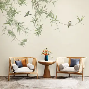 Çevre koruma bambu çiçekler ve kuşlar duvar kağıdı duvar resmi yatak odası çalışma duvar dekorasyonu