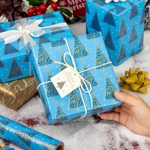 Reversible Blue Christmas Wrapping <b>Paper</b> <b>Roll</b> 17 In x 32.8 Ft Double Side Gift <b>Wrap</b> for Holiday Crafting - Product Image 6