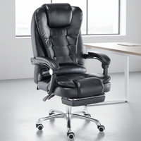 Chaise de massage à bas prix avec repose-pieds, chaise en cuir PU à dossier haut, chaise de bureau ergonomique avec massage en stock