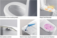 Siège de toilette intelligent pour enfant en céramique autonettoyante, monobloc, télécommande incluse, siphon en P - Offre Spéciale