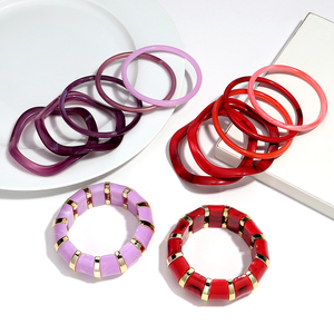 Đồ Trang Sức Thời Trang Thiết Lập <span class=keywords><strong>2025</strong></span> Cá Tính Độc Đáo Màu Sắc Hỗn Hợp Vòng Đeo Nhựa Không Thường Xuyên Hình Dạng Hình Học Acrylic Vòng Đeo Tay 6Pcs Thiết Lập - Product Image 4