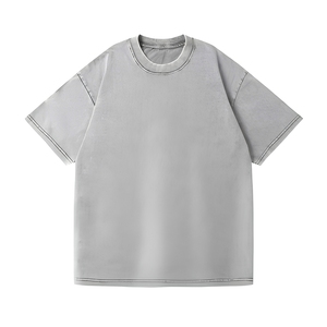 เสื้อยืดคอตตอนถักน้ำหนักมาก พิมพ์ลายสกรีนแบบวินเทจ ล้างสีแบบแอซิดวอช  โลโก้สั่งทำได้ ทรงโอเวอร์ไซส์ ผ้าไม่ยับ - Product Image 1