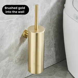Spazzola oro alto tipo 304 accessori per wc rotondi in acciaio inossidabile porta scopino per la pulizia della toilette da parete