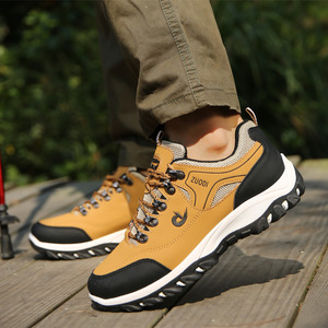 Baskets basses jaunes A07 pour hommes à bout rond et lacets, style sportif décontracté, pour l'été, la randonnée, la marche et la course, avec motif à blocs - Product Image 5
