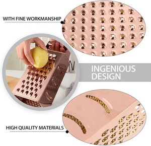 <span class=keywords><strong>Grattugia</strong></span> Manuale Multifunzione in Acciaio a 4 Lati Oro Rosa con Logo Personalizzato per <span class=keywords><strong>Frutta</strong></span> e Verdura - Product Image 2