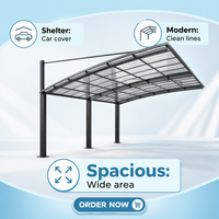 Abri de voiture en aluminium moderne, simple, imperméable et résistant aux intempéries, pour 3 véhicules, avec dimensions personnalisables pour usage hospitalier