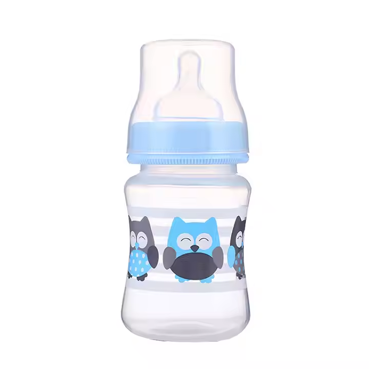 2PCS/Pack Cute Animal Pattern Wide Neck PP Baby Bottle Feeder BPA Free 6OZ Bottle for 0-12 Months Manual Type