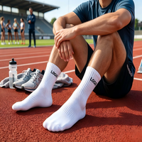 Chaussettes classiques épaisses en coton pour hommes, personnalisables avec logo, chaussettes blanches pour hommes, respirantes, douces, élégantes et sportives