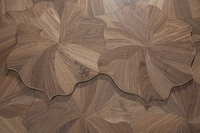 Petit Échantillon 100mm, Grand Échantillon 600mm, Luxueux Parquet en Bois avec Surface à Motif Lotus Multicolore, Design d'Intérieur Élégant