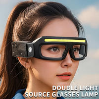 Gafas con Sensor de Movimiento y Linterna LED COB, Batería de 800mAh, USB Tipo-C, Ajustables, Clasificación IP55, Modo de Luz Roja, Diseño para Colgar en la Oreja