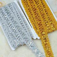 Ruban de dentelle à sequins de 26 mètres pour vêtements de scène exotiques, décoration DIY, accessoire de couture fait main, or et argent