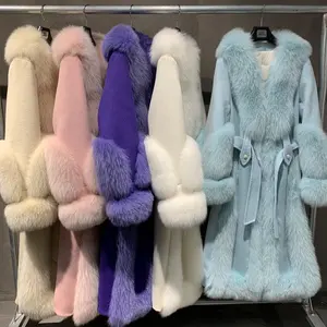 Feminino Casaco De Pele De Lã Manga Longa Senhoras Real Fox Coat Mulheres Pano De Pele Natural